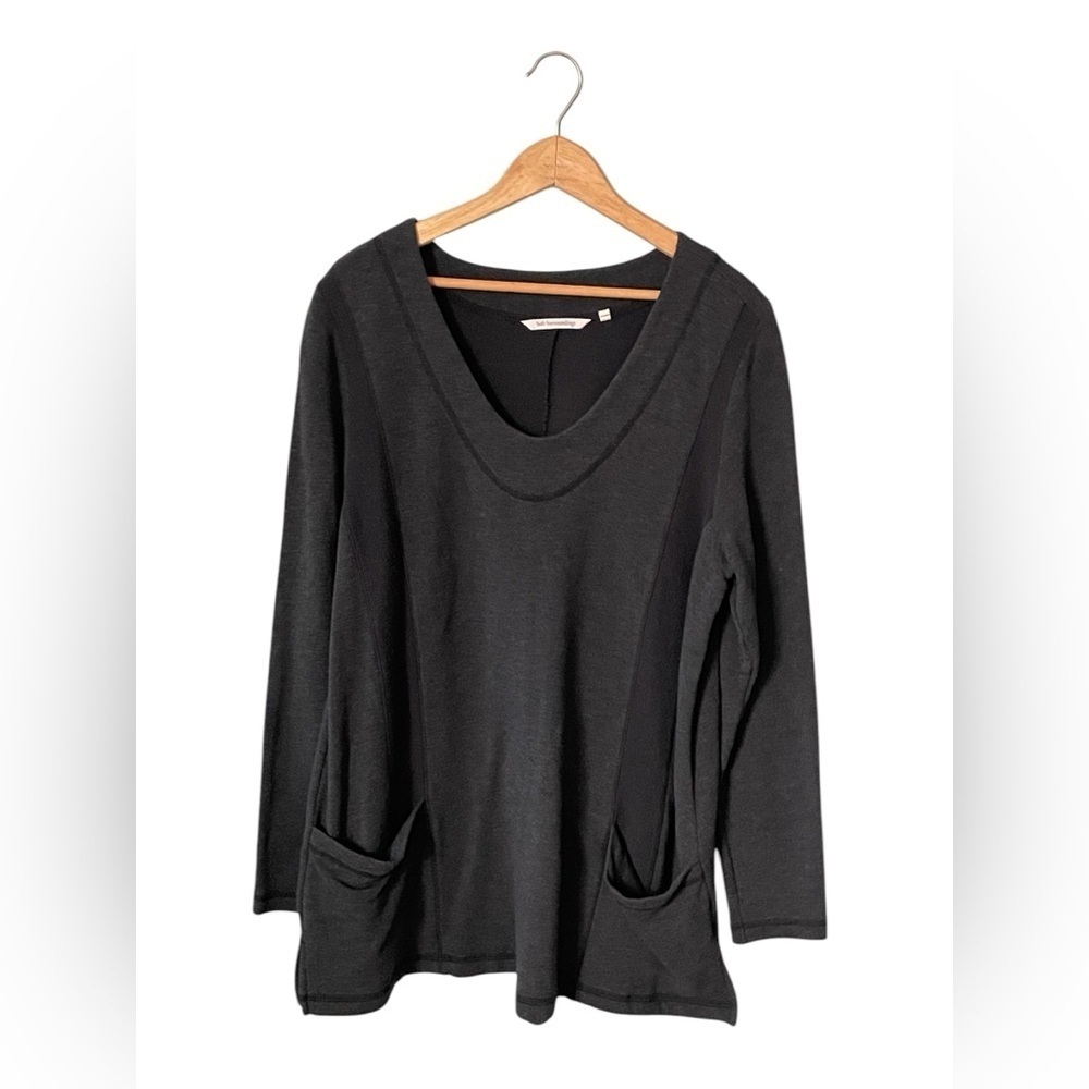 Soft Surroundings Gray V-Neck Sweatshirt Tunic With Pockets Sz L